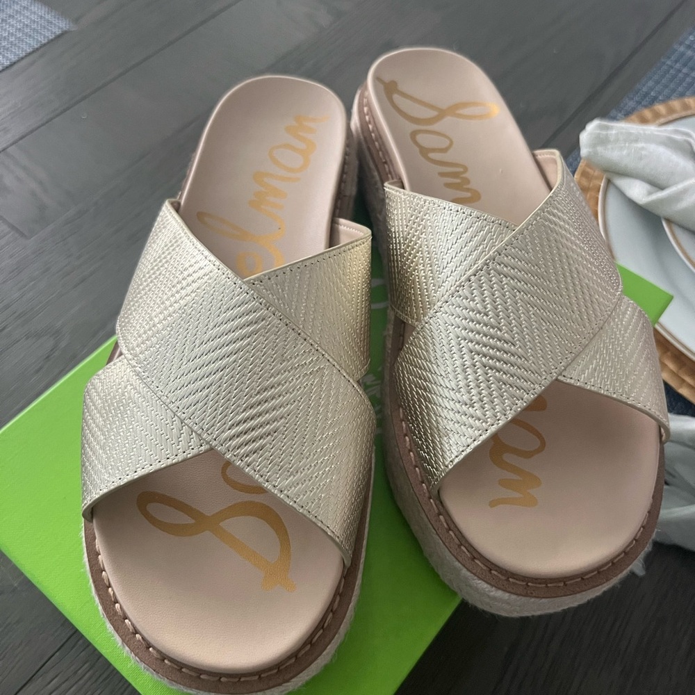 Sam Edelman Gold Crisscross leather Sandals